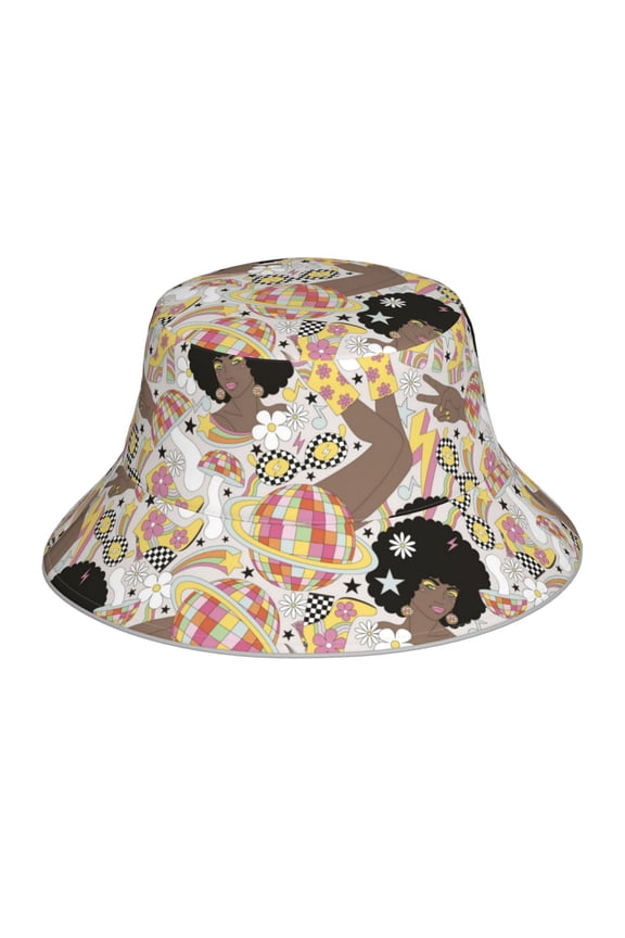 Groovy Disco Print Men and Women Night Reflective Hat Runner Cap Visor Bucket Hat Boonie Cap