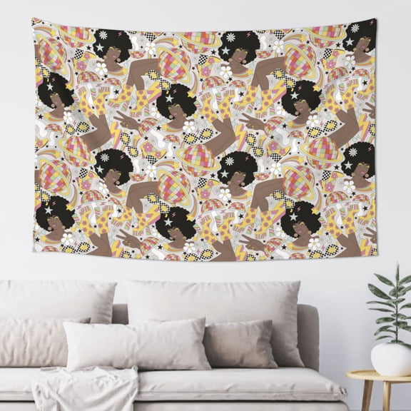 Xecao Groovy Disco Print Tapestry, Wall Hanging Room Funny Decor, Backdrop Room Decor for Bedroom Living Room dormitory