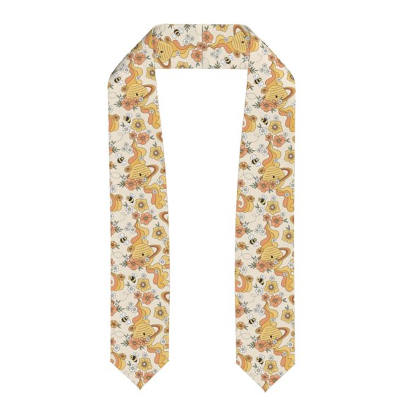 Xecao Groovy Floral Print Graduation Shawl Stole Honor Stole Adult 72" Academic Commencements