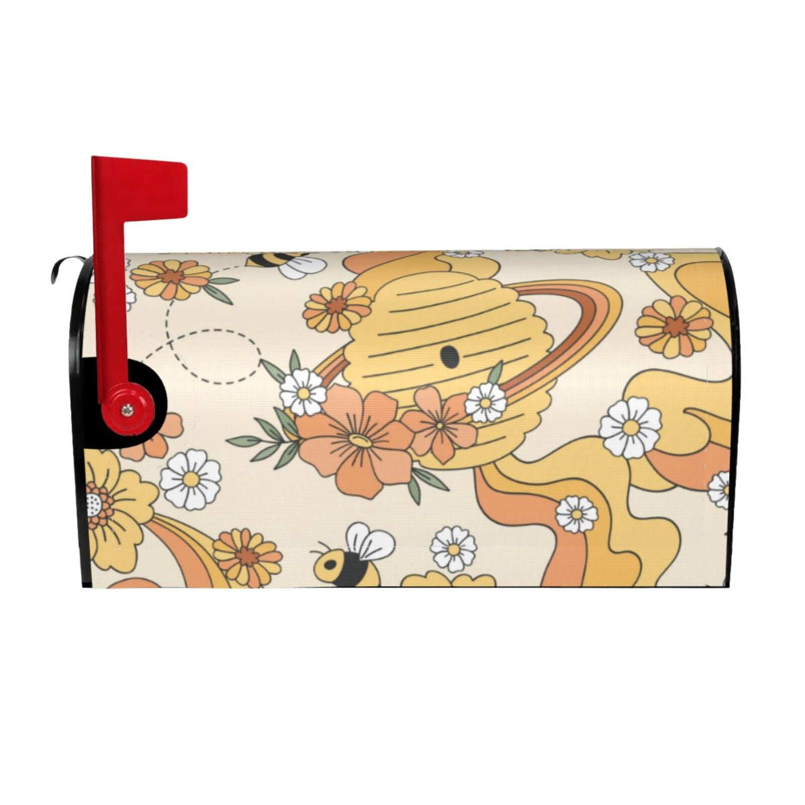 Xecao Groovy Floral for Mailbox Cover with Magnetic Strips, Waterproof and Sunscreen, Adds a Decorative Touch to Your Garden Yard.