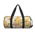 thumbnail image 1 of Xecao Groovy Floral print Round Travel Duffel Bag is a foldable gym bag with an inner pocket, perfect for travel sports, 1 of 8