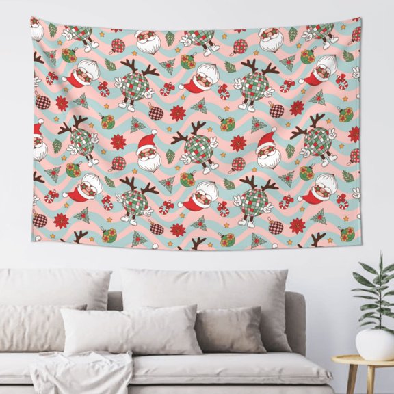 Xecao Groovy Retro Santa Print Tapestry, Wall Hanging Room Funny Decor, Backdrop Room Decor for Bedroom Living Room dormitory