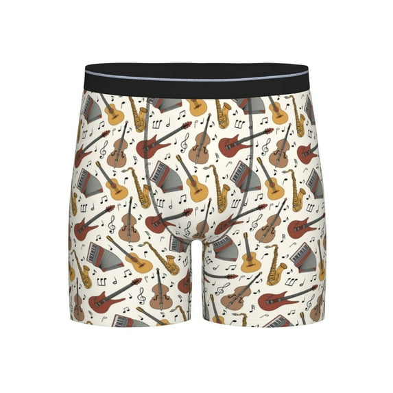 Xecao Guitar Print Boxer Briefs for Men's Stretch Moisture-Wicking Underwear, Mid-Rise Classics breathable fabric