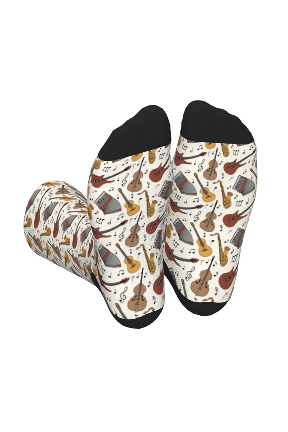 Guitar Print Crew Socks for Men and Women, Men's Soft Moisture-wicking Sock