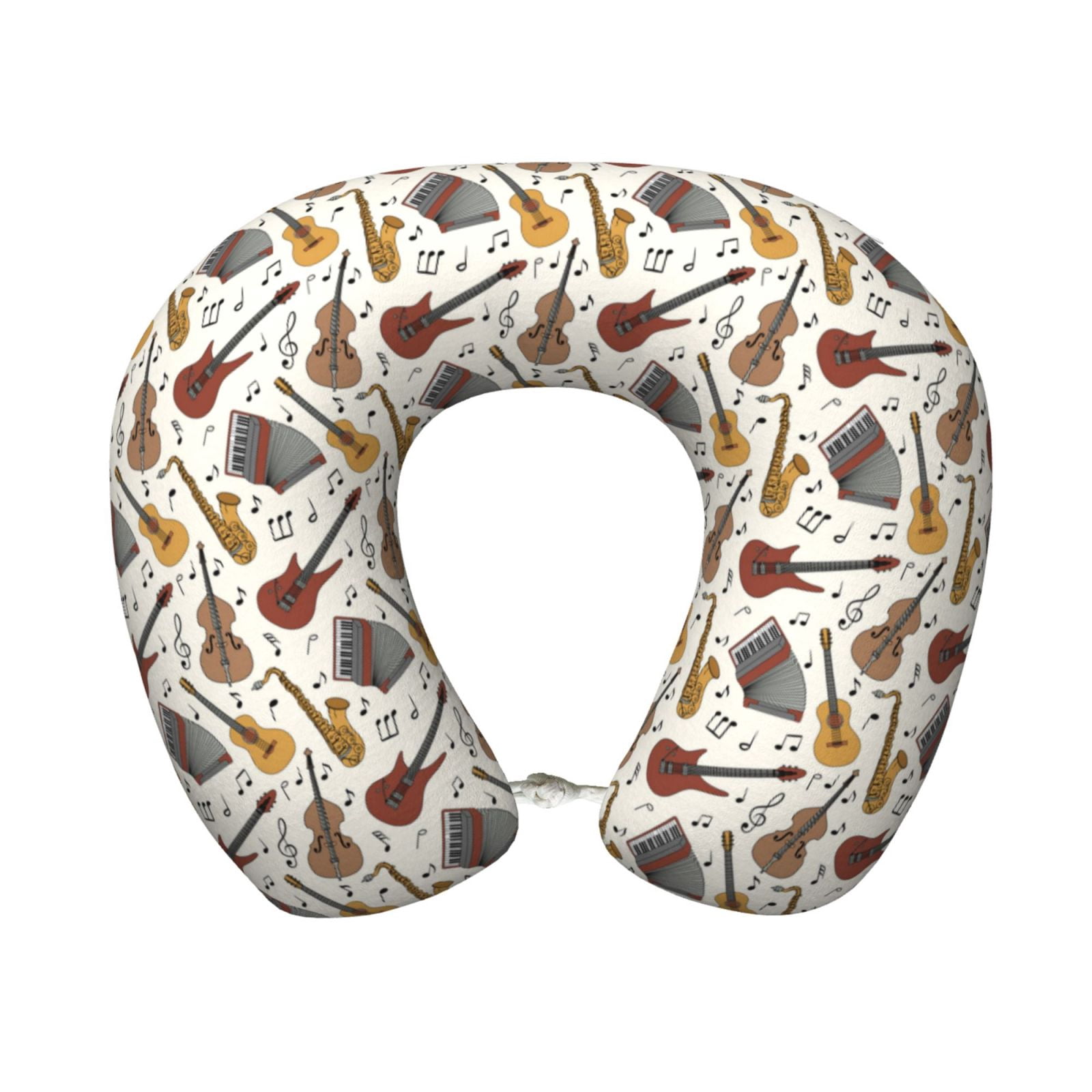 Xecao Guitar Print Memory Foam Cervical Neck Pillow Versatile U-Shaped Pillows for Home,Office,Camping,Travelling,Soft Washable Cover