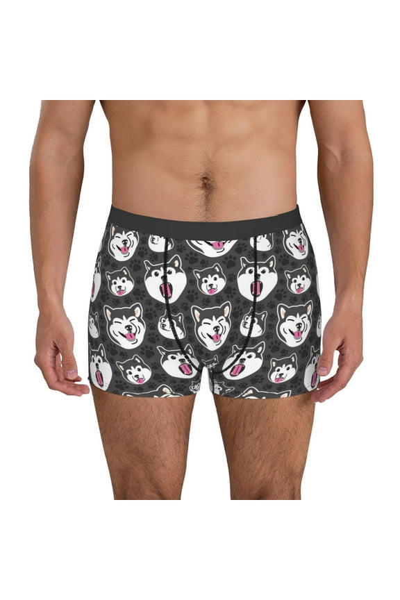 HUSKY Face Print Men's Underwear Boxer Briefs Pack - Your ComfortSoft, Moisture-Wicking, and Breathable Choice for Men's Underwear-Large