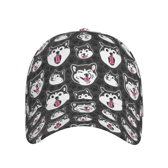 Xecao HUSKY Face for Baseball Cap: Unisex, crafted from classic polyester twill fabric, featuring a soft unconstructed design