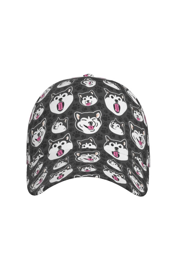 HUSKY Face for Baseball Cap: Unisex, crafted from classic polyester twill fabric, featuring a soft unconstructed design