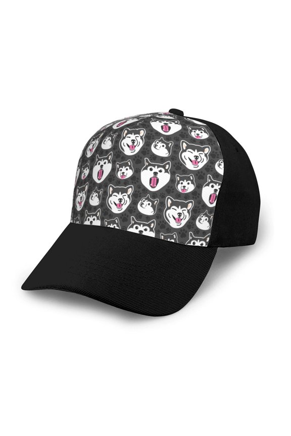 HUSKY Face print unisex vintage washed baseball cap, a soft and adjustable hat perfect for any casual style.