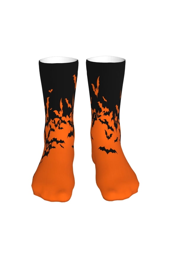 Halloween With Black Bats Print Fashion No Heel Casual Crew Socks Cushioned Breathable for Men Women - Moisture wicking,Not easy to fade Suitable for daily