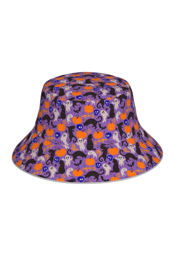 Halloween Black Cats Print Men and Women Night Reflective Hat Runner Cap Visor Bucket Hat Boonie Cap