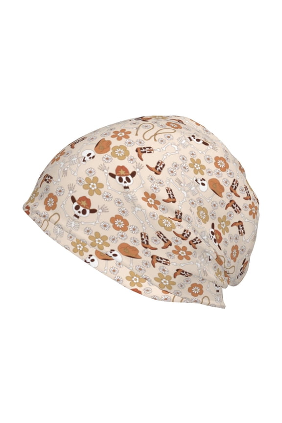 Halloween Dancing Cowboy Skeleton Print Knit Hat,Winter Beanie for Men Women, Beanie Soft Warm Ski Stocking Cuffed Cap