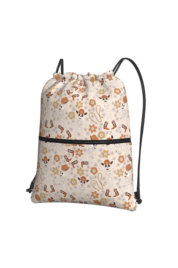Halloween Dancing Cowboy Skeleton for Drawstring Bags,Pull String Backpack Bags,String Bag Sackpack