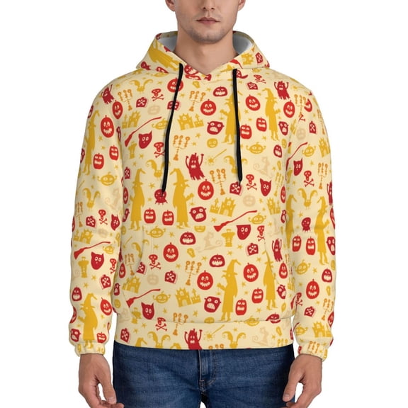 Xecao Halloween Elements Pattern Men's Adult Pullover Hoodie,Hooded Sweatshirt-Small