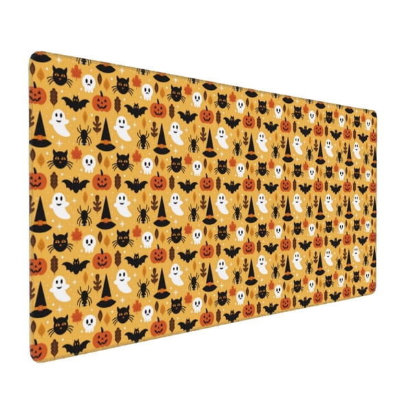 Xecao Halloween Ghost Pumpkin Print Large Mouse Pad, 16x35.5in Mousepad, Professional Non-Slip Rubber Base Big Mouse Pad, Mouse Pad for Gaming & Office Full Desk Mouse Pad