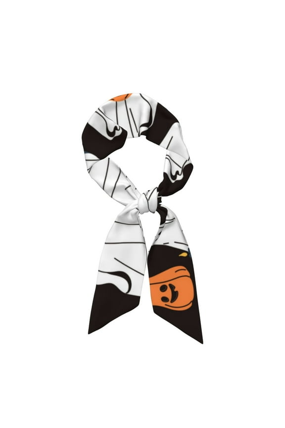 Halloween Ghosts And Pumpkins Pattern Large Satin Head Scarf - Satin Hair Scarves Silk Bandana Scarf Headscarf Silk Feeling Scarf for Women