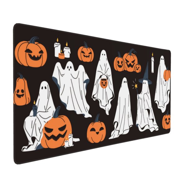 Xecao Halloween Ghosts And Pumpkins Print Large Mouse Pad, 16x35.5in Mousepad, Professional Non-Slip Rubber Base Big Mouse Pad, Mouse Pad for Gaming & Office Full Desk Mouse Pad