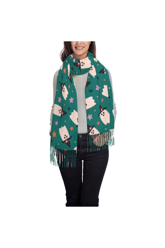 Halloween Ghosts Pattern Womens Winter Scarf Fall Scarf Oversized Large Scarf for Women Warm Shawl Wrap