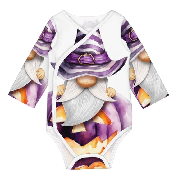 Xecao Halloween Gnome With Pumpkins Print Baby unisex-baby Cotton Long-sleeve Bodysuits-18 Months