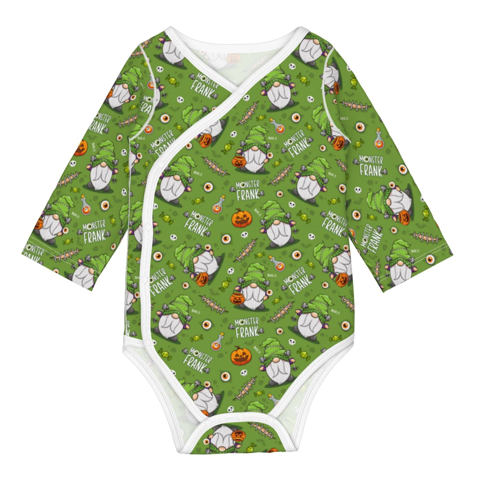 Xecao Halloween Monster Gnome Print Baby unisex-baby Cotton Long-sleeve Bodysuits-6 Months