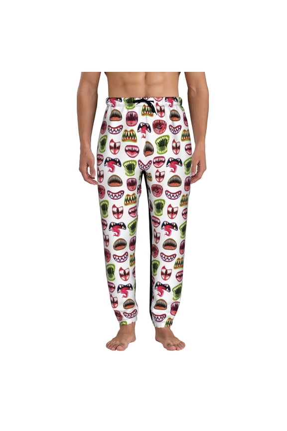 Halloween Mouth Print Active Tech Joggers for Men, Mens Sweatpants Lounge Pants with Pockets-Medium
