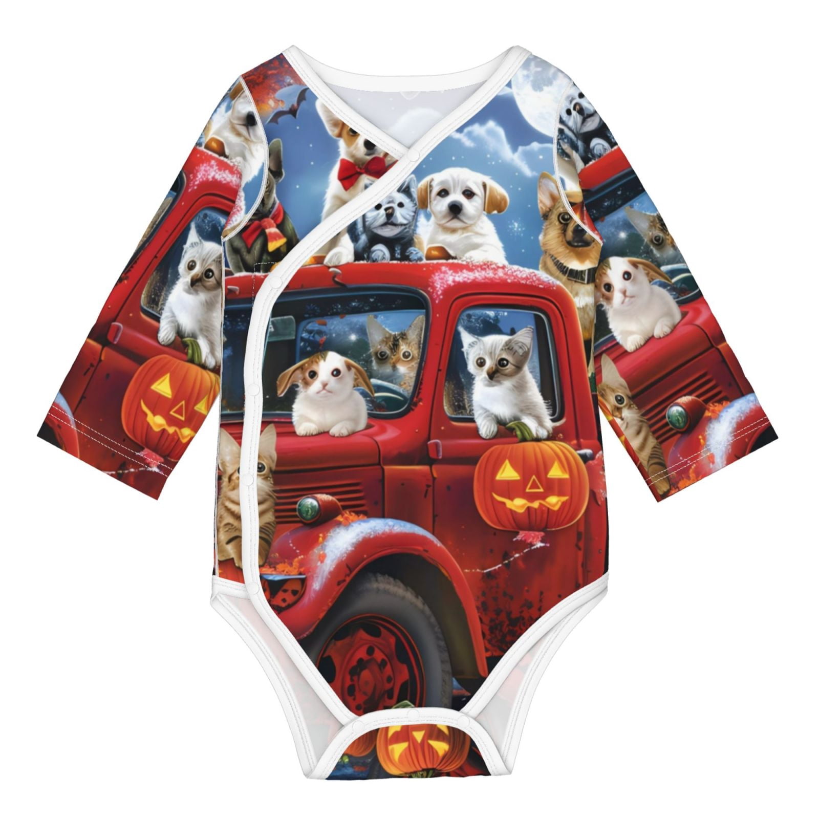 Xecao Halloween Pets Pumpkins Print Baby unisex-baby Cotton Long-sleeve Bodysuits-3 Months