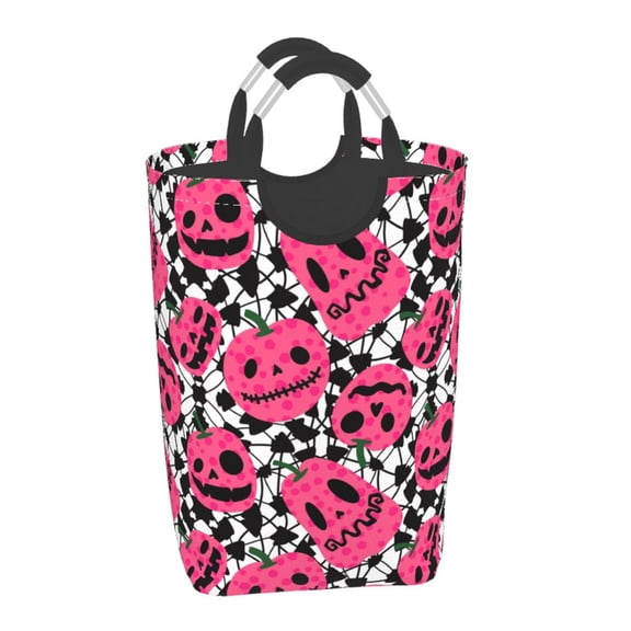 Xecao Halloween Pumpkins for Laundry Basket,Collapsible Large Laundry Hamper,Wash Bag for Laundry Room, Rolling Laundry Basket with Handles