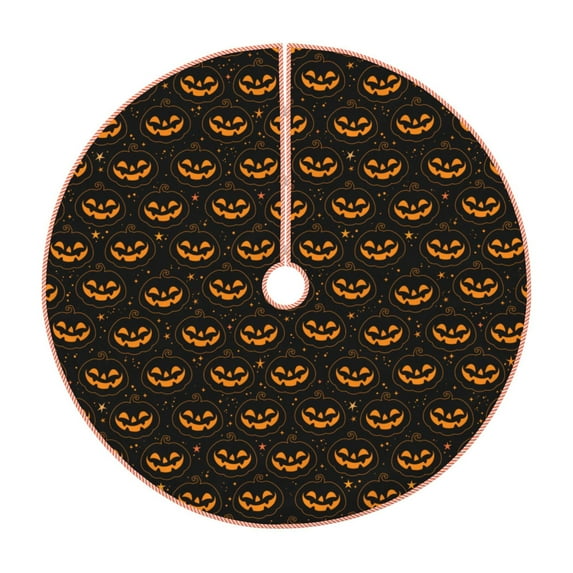 Xecao Halloween Pumpkins1 Pattern Christmas Tree Skirt Round Xmas Tree Mat Base Cover for Holiday Home Decorations-30"