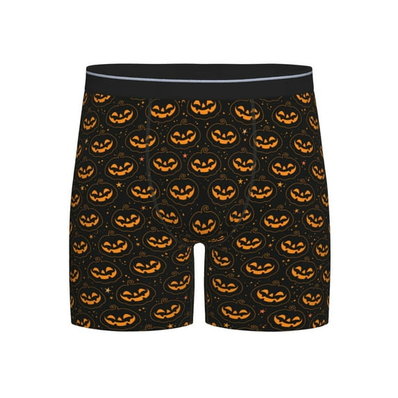 Xecao Halloween Pumpkins1 Print Boxer Briefs for Men's Stretch Moisture-Wicking Underwear, Mid-Rise Classics breathable fabric