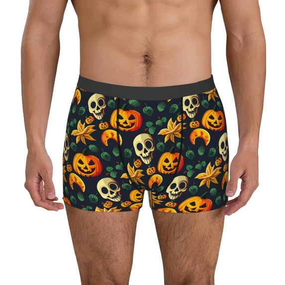 Xecao Halloween Skull Print Men's Underwear Boxer Briefs Pack - Your ComfortSoft, Moisture-Wicking, and Breathable Choice for Men's Underwear-XX-Large