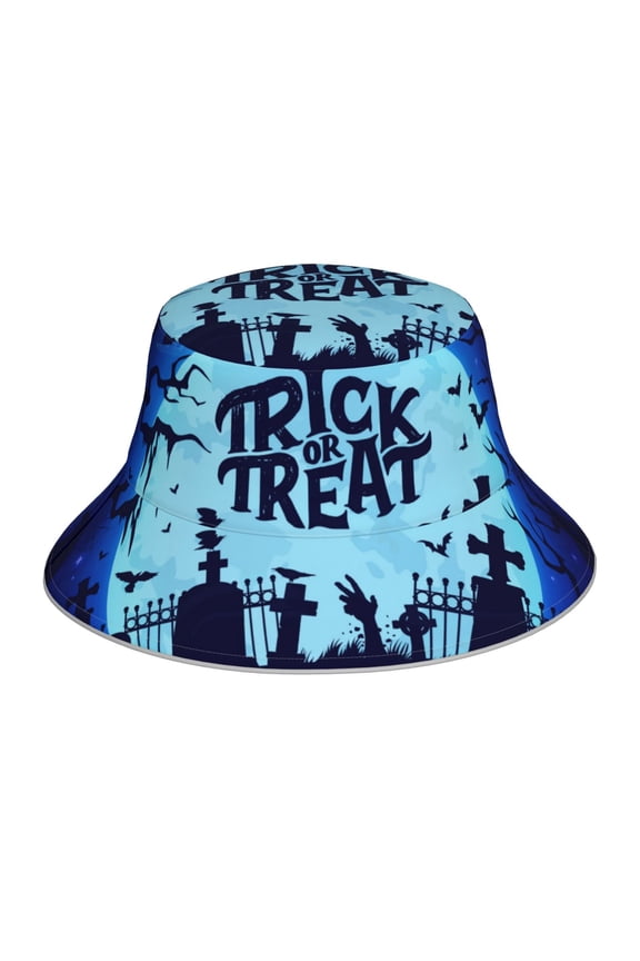 Halloween Trick Or Treat Print Men and Women Night Reflective Hat Runner Cap Visor Bucket Hat Boonie Cap