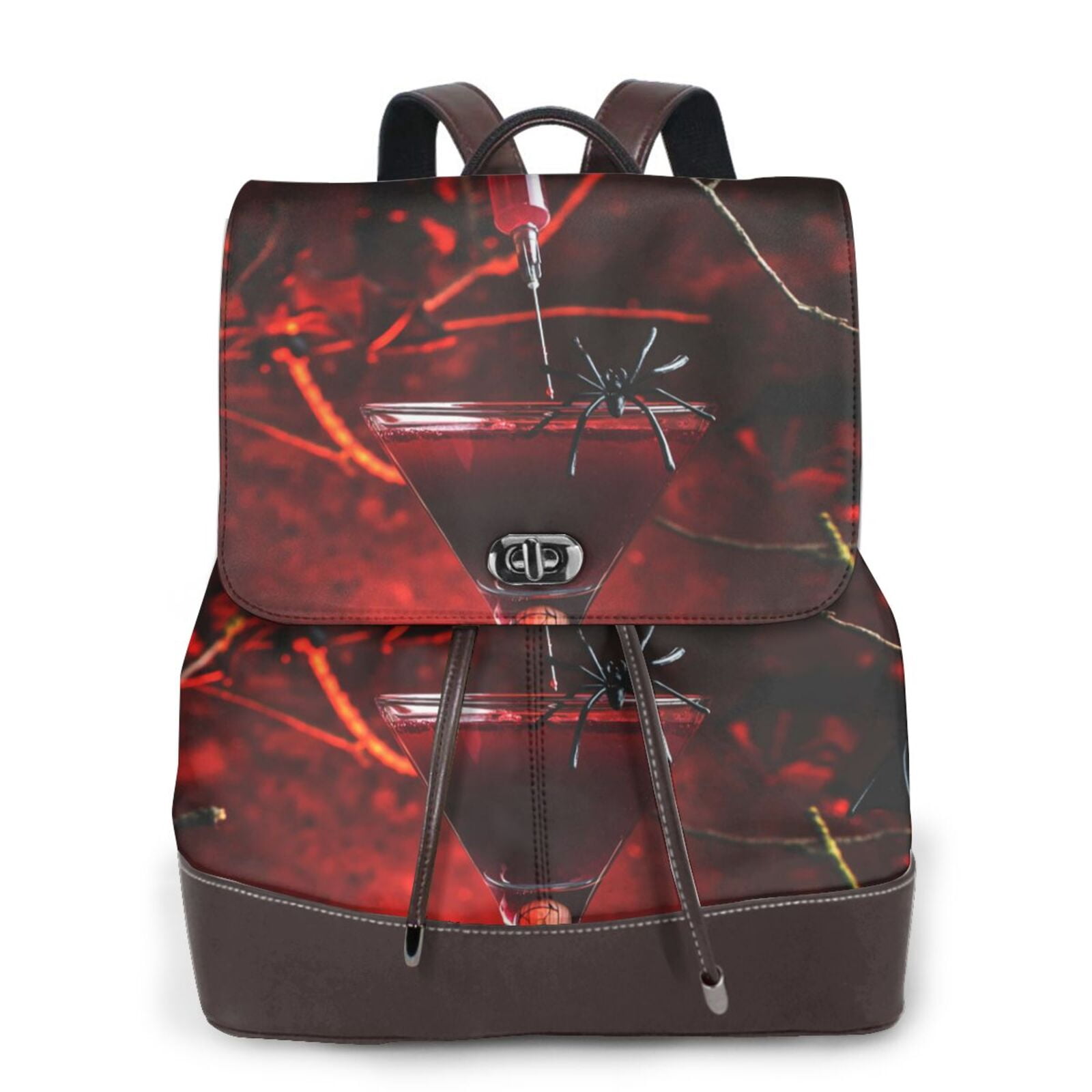 Vampire Backpack Clips Xecao Halloween Vampire Party Print Large Backpack Soft Leather for ...