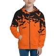 thumbnail image 1 of Xecao Halloween With Black Bats Pattern Zip Up Hoodies for Boys Girls, Sweatshirt with Pockets-Small, 1 of 6