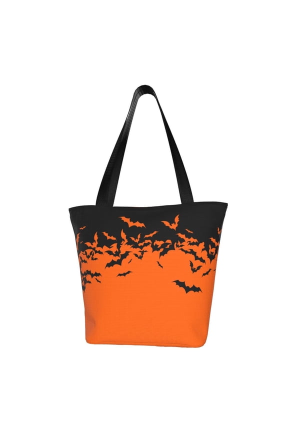 Halloween With Black Bats for Tote Bag for Women -Tote Shoulder Bag with A Little Pocket Inside, Perfect for Travel and Work.