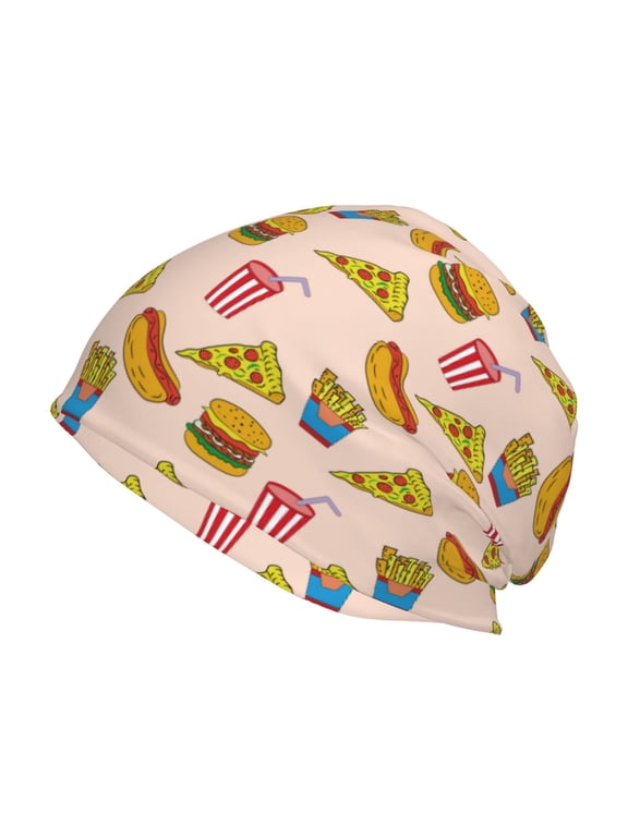 Hamburger Pizza Coke Print Knit Hat,Winter Beanie for Men Women, Beanie Soft Warm Ski Stocking Cuffed Cap
