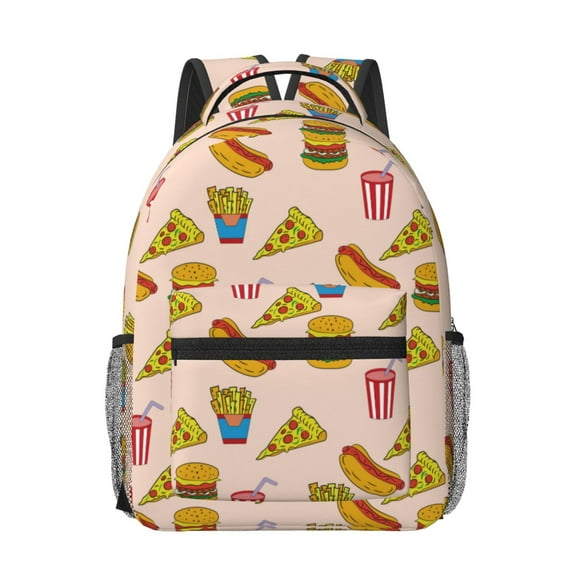 Xecao Hamburger Pizza Coke Travel Backpack: A spacious, stylish computer backpack ideal for men and women, perfect for college, school, or daily travels