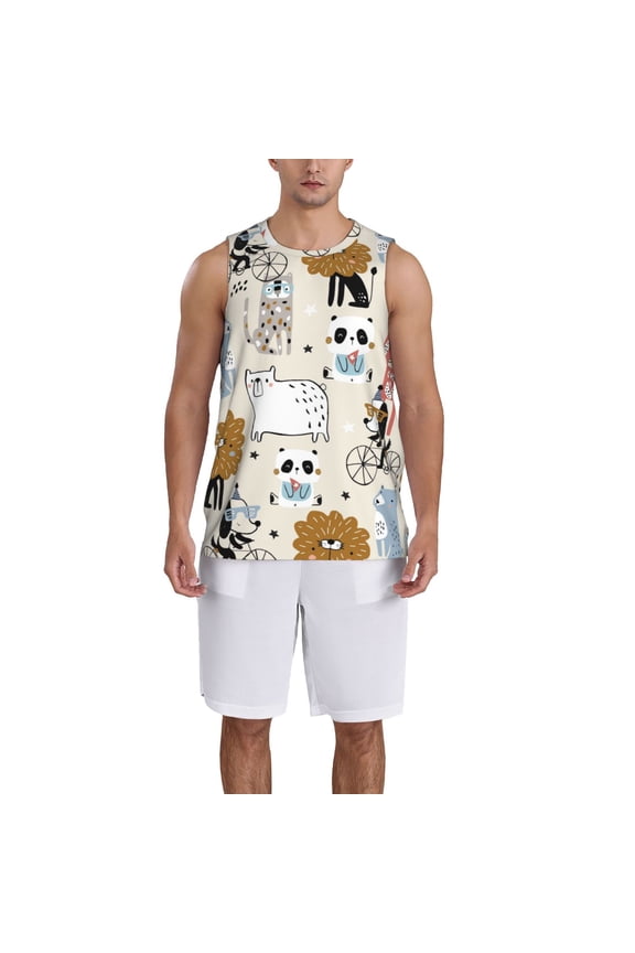 Hand Drawn Animals print basketball shirt for both men and women, a unisex basketball jersey perfect for theme parties-Medium