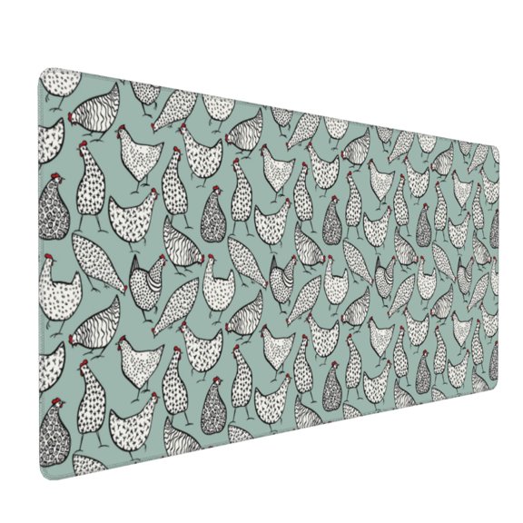 Xecao Hand Drawn Chickens Print Large Mouse Pad, 16x35.5in Mousepad, Professional Non-Slip Rubber Base Big Mouse Pad, Mouse Pad for Gaming & Office Full Desk Mouse Pad