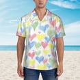 thumbnail image 1 of Xecao Hand Drawn Colored Hearts print Hawaiian shirt - a stylish short-sleeve button-down for men, perfect for casual beach and tropical outings., 1 of 1