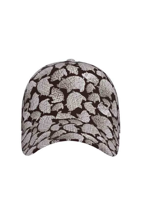 Hand Drawn Pig for Baseball Cap: Unisex, crafted from classic polyester twill fabric, featuring a soft unconstructed design