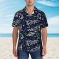 thumbnail image 1 of Xecao Hand Drawn Rockets print Hawaiian shirt - a stylish short-sleeve button-down for men, perfect for casual beach and tropical outings., 1 of 9