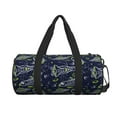 thumbnail image 1 of Xecao Hand Drawn Rockets print Round Travel Duffel Bag is a foldable gym bag with an inner pocket, perfect for travel sports, 1 of 8