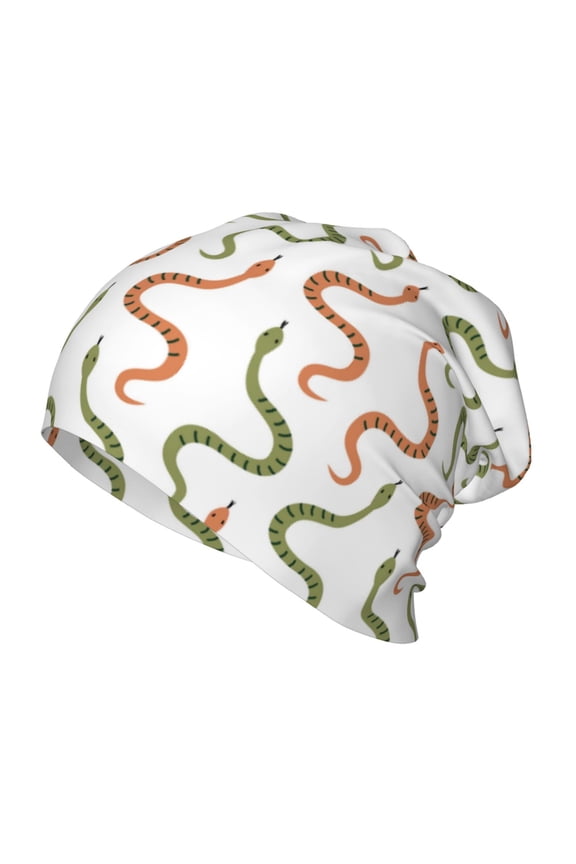 Hand Drawn Snake Print Beanie Hat Toddler Girls Boys, Baby Hats Winter Warm Knitted Thermal, Kids Winter Caps