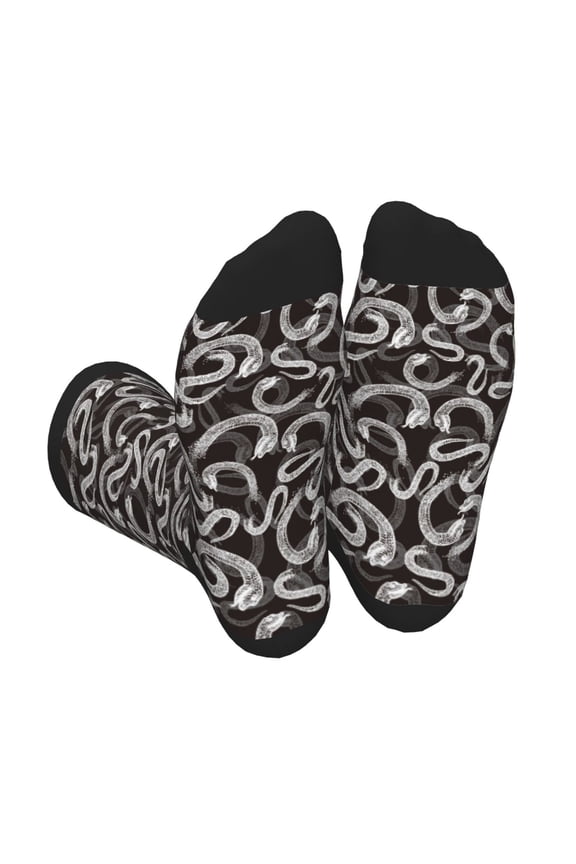 Hand Drawn Snake Print Crew Socks for Men and Women, Men's Soft Moisture-wicking Sock