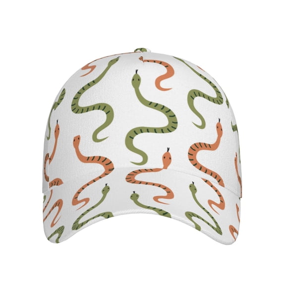 Xecao Hand Drawn Snake for Baseball Cap: Unisex, crafted from classic polyester twill fabric, featuring a soft unconstructed design