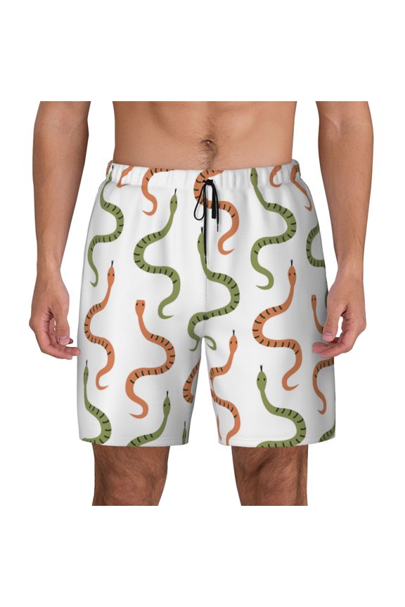 Hand Drawn Snake for Men's Swimming Trunks Swim Trunks Quick Dry Swim Shorts with Mesh Lining Funny Swimwear Bathing Suits
