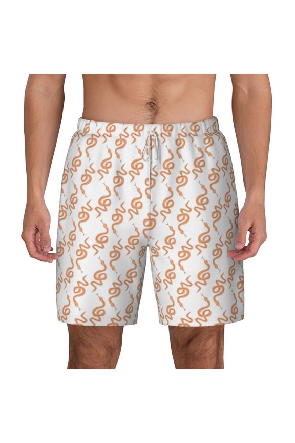 Hand Drawn Snake for Men's Swimming Trunks Swim Trunks Quick Dry Swim Shorts with Mesh Lining Funny Swimwear Bathing Suits