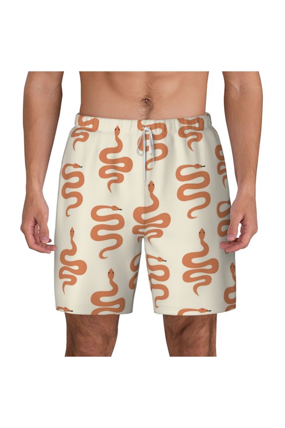 Hand Drawn Snake for Men's Swimming Trunks Swim Trunks Quick Dry Swim Shorts with Mesh Lining Funny Swimwear Bathing Suits