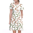 thumbnail image 1 of Xecao Hand Drawn Snake for Women Summer Short Sleeve Midi Dress with Pockets Casual Aline Flowy Tshirt Dress Vocation Beach Sundress, 1 of 6