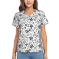 thumbnail image 1 of Xecao Hand Drawn Snake for Women's V-Neck T-Shirts-Elegant Half-Sleeve Tops Perfect for Summer-Medium, 1 of 5
